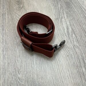 Longchamp Adjustable Brown Bag Strap with Gunmetal Hardware